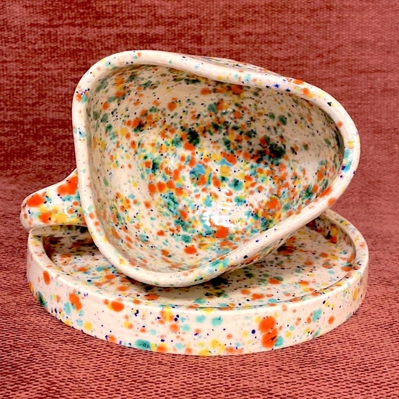 Handmade Ceramic Cup + Saucer Set - Picture 2 of 7